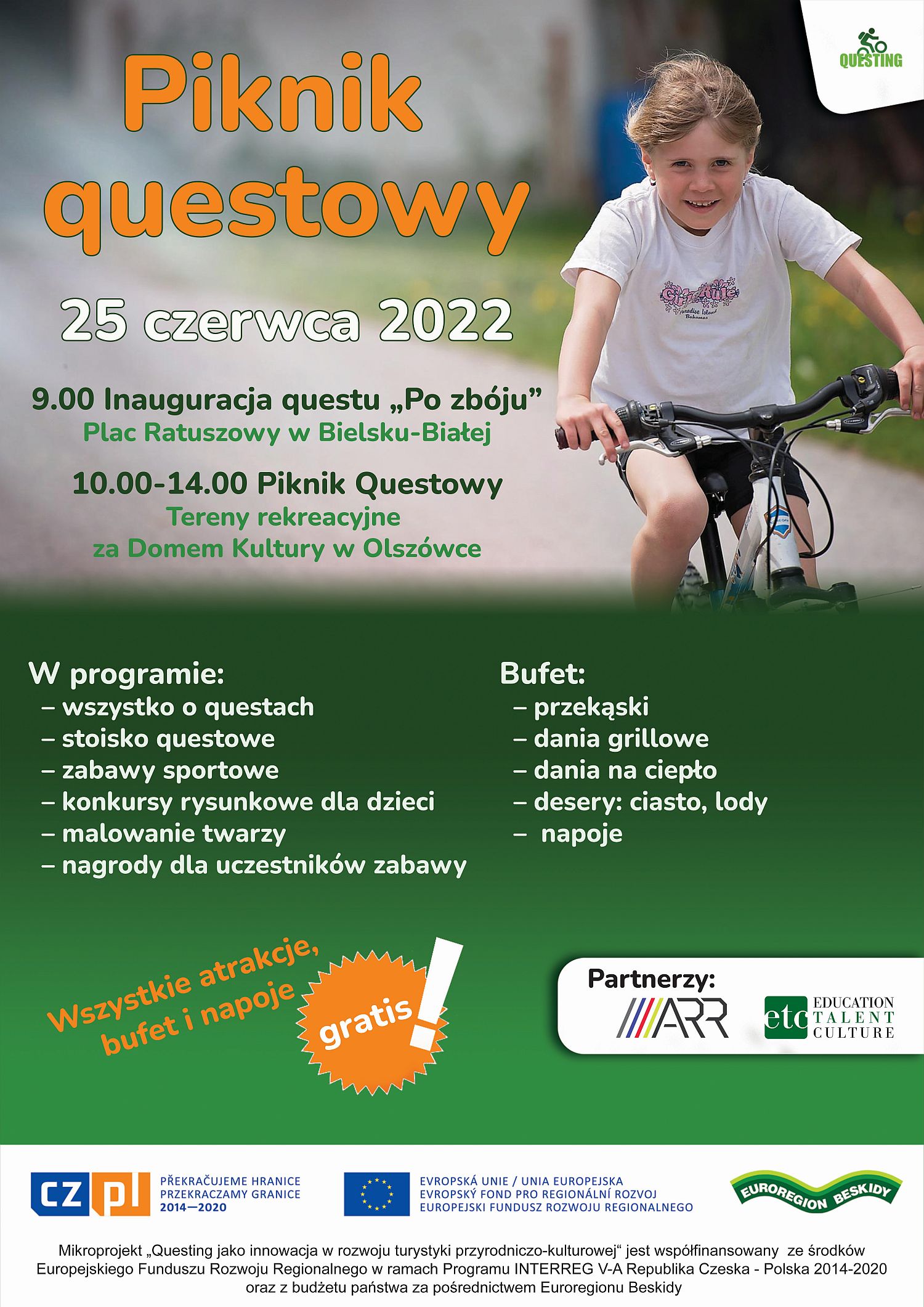 Plakat Pikniku Rowerowego - Bielsko-Biała 25 czerwca 2022 r.